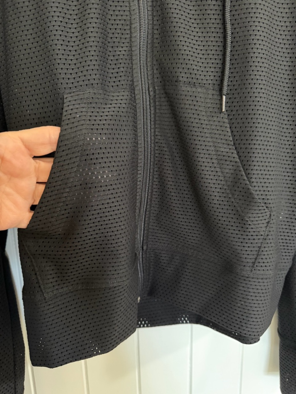 bebe Black Rhinestone Logo Mesh Zip Hoodie - Picture 2 of 8